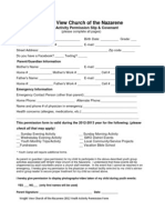 Youth Activity Permission Form