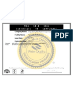 Wqa (2011) Certificate. Resin Suqing