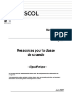 Seconde Programme 2009 Doc Ress Algo v25 PDF