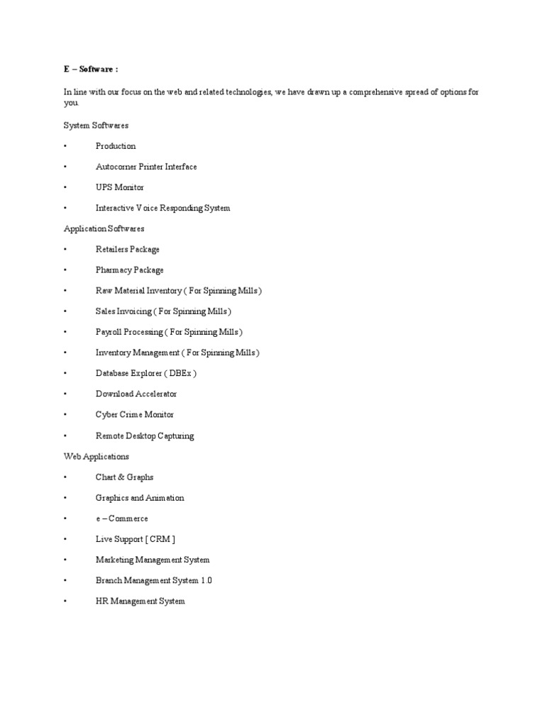 E Software | PDF | Business | Technology & Engineering