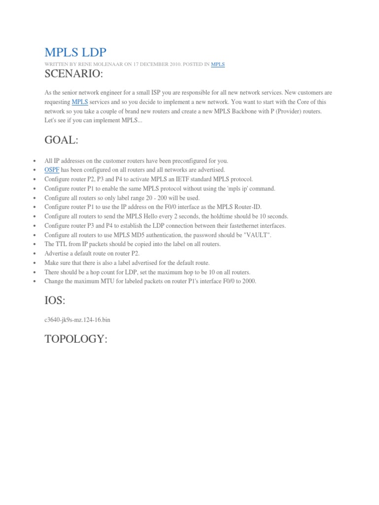 Mpls LDP Lab | PDF