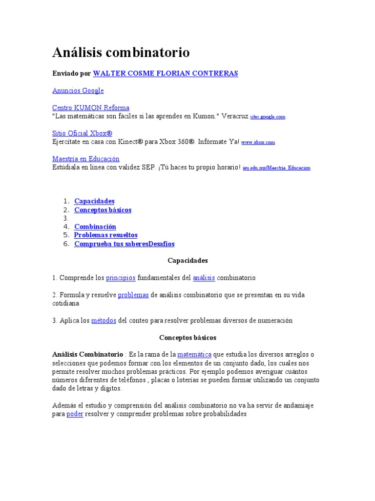 Análisis Combinatorio | PDF | Combinatoria | Permutación