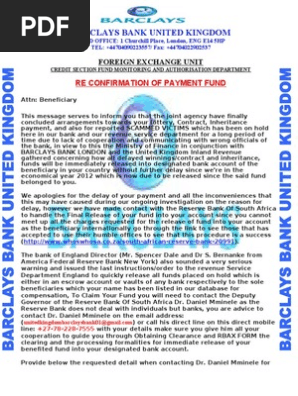 Barclays Bank United Kingdom Re Confirmation Of Payment Fund