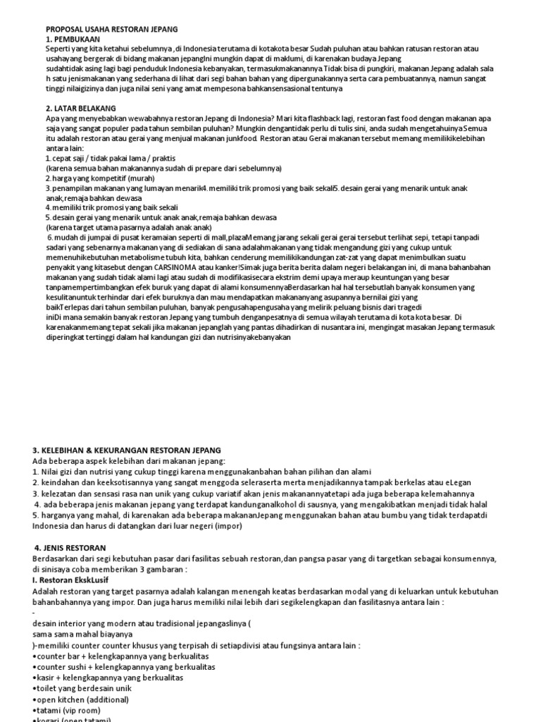 Proposal Usaha Restoran