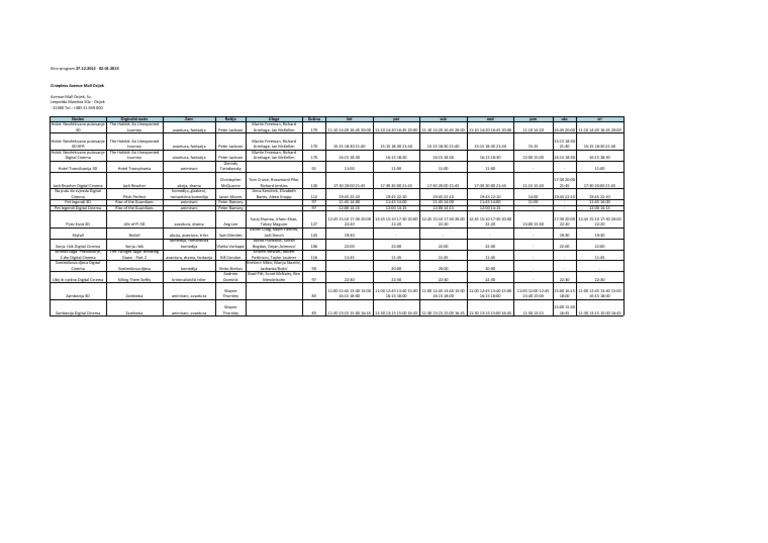 Cineplexx Osijek Film Schedule | PDF | Entertainment (General)