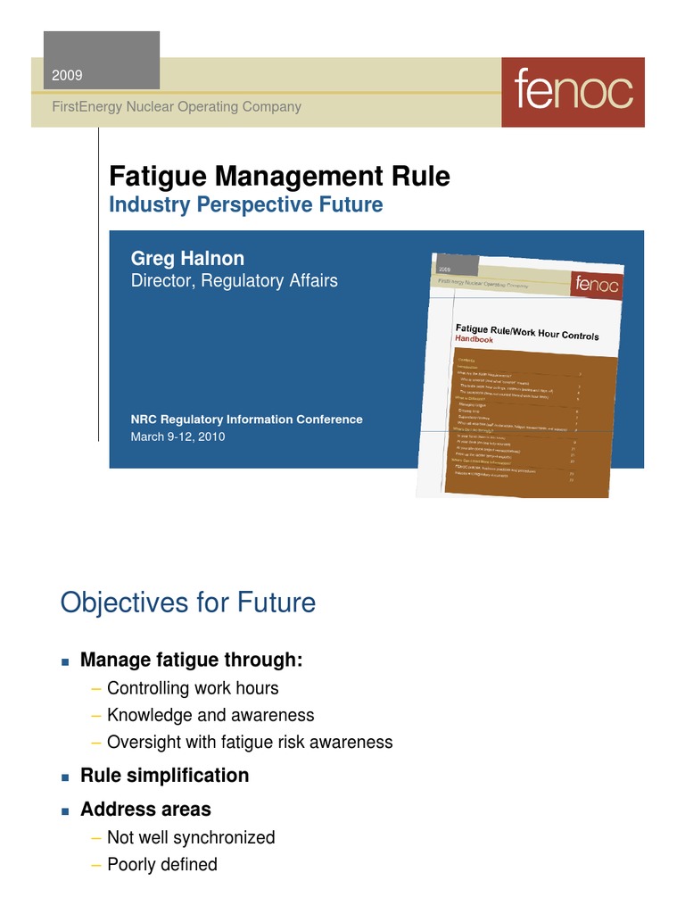 Future of Fatigue Management Rules | PDF | Nuclear Regulatory ...
