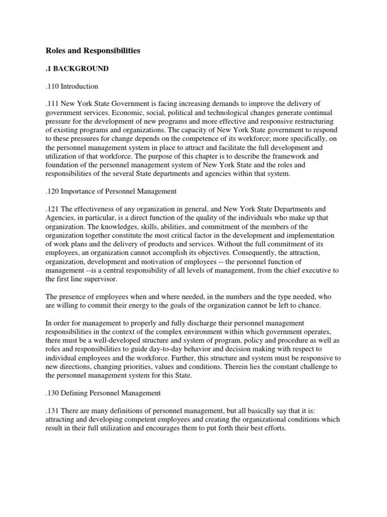 Roles and Responsibilities: .1 Background | PDF | Human Resource ...