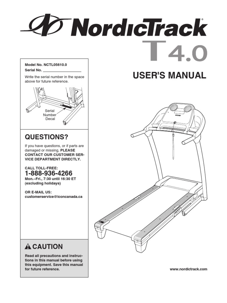 NordicTrack t4 Treadmill Manual PDF Screw Heart Rate