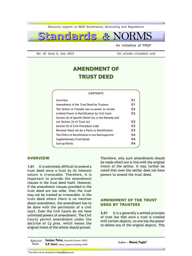 Trust Deed Amendment Guidelines | PDF | Deed Of Trust (Real Estate ...