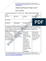 HCL Sample Reasoning Placement Paper