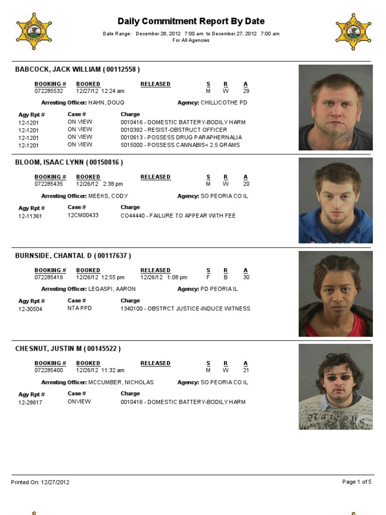 Peoria County Inmates 12/27/12 | PDF | Violence