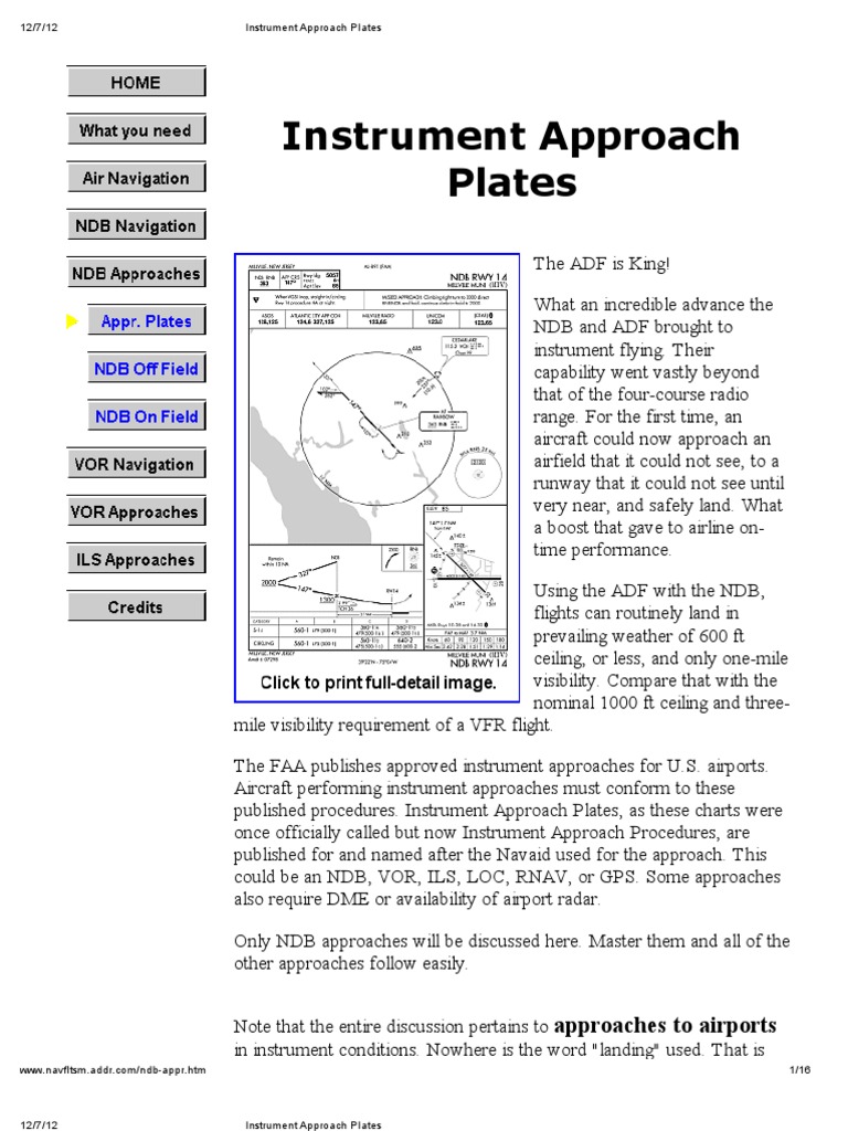 Instrument Approach Plates Instrument Flight Rules Air Traffic Control
