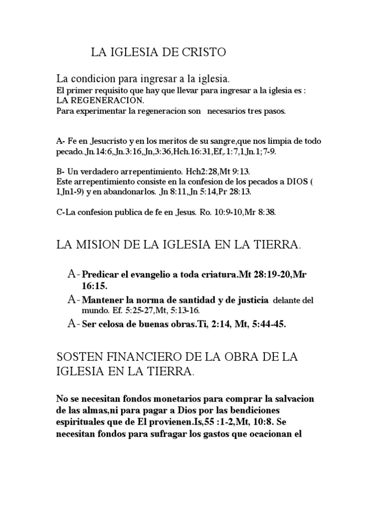 Condiciones y Misión de la Iglesia de Cristo | PDF