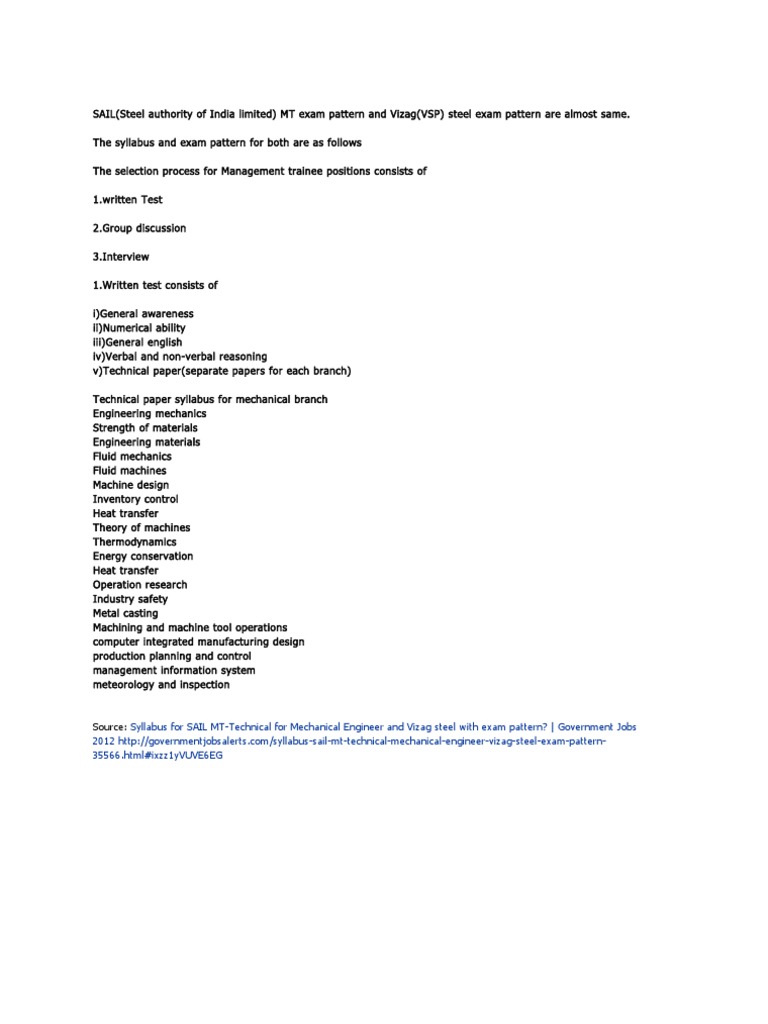 Sail Question Paper Model PDF