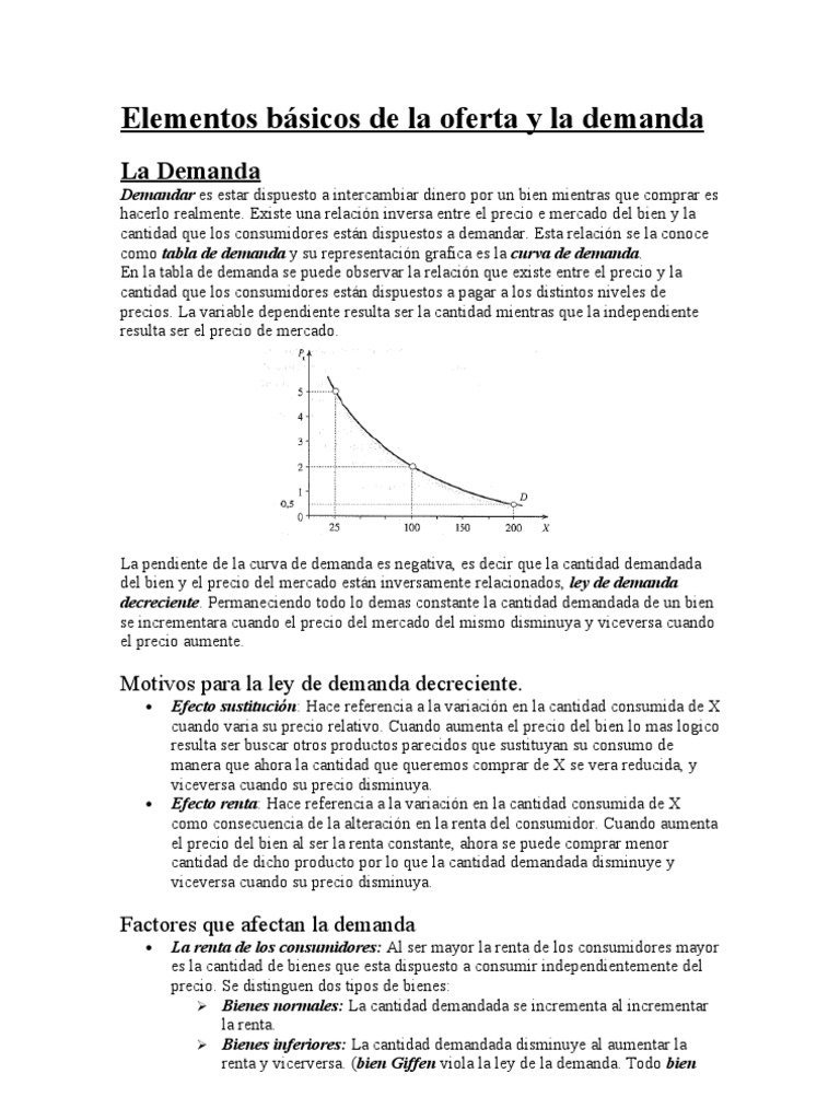 Elementos Básicos de La Oferta y La Demanda | PDF | Curva de demanda ...