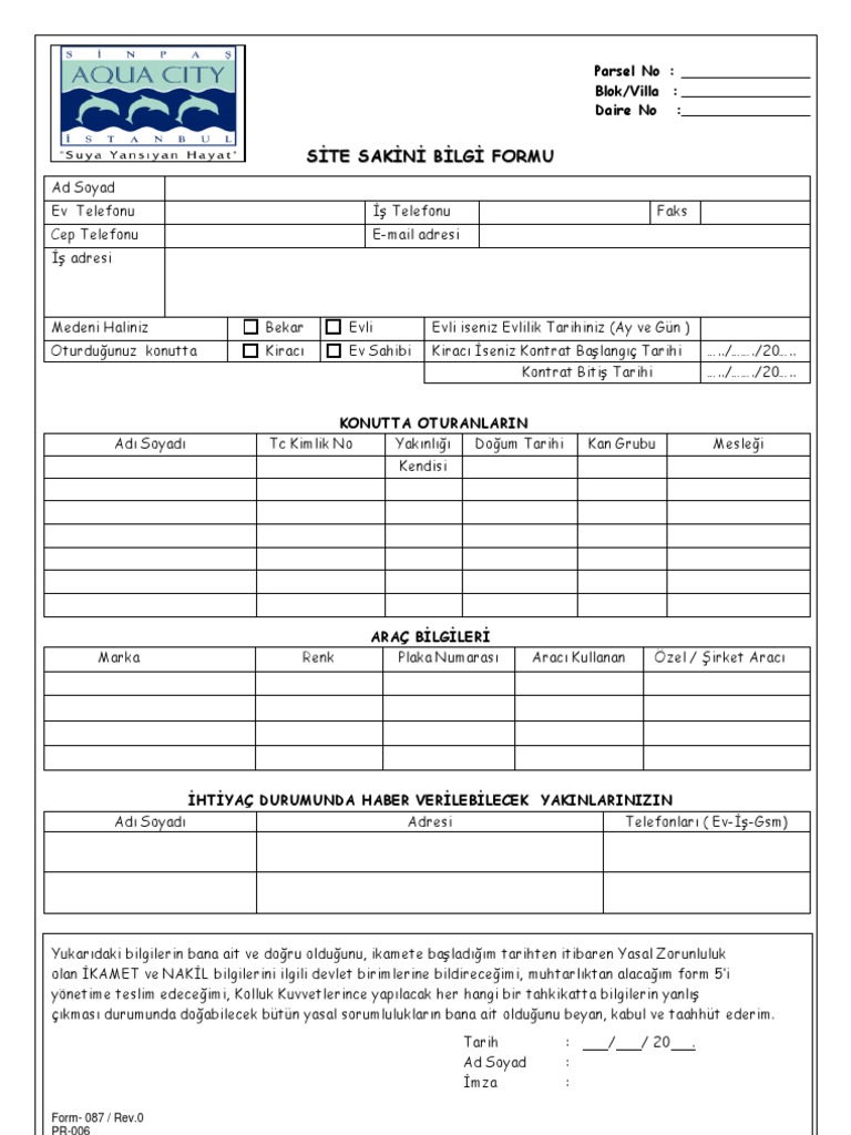 Site Sakini Formu | PDF