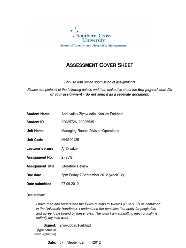 literature review on customer satisfaction hospitality industry