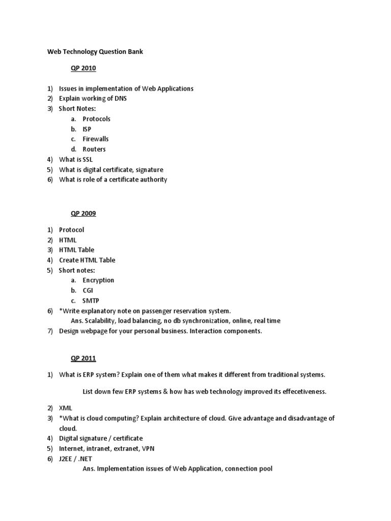 Question Bank | PDF