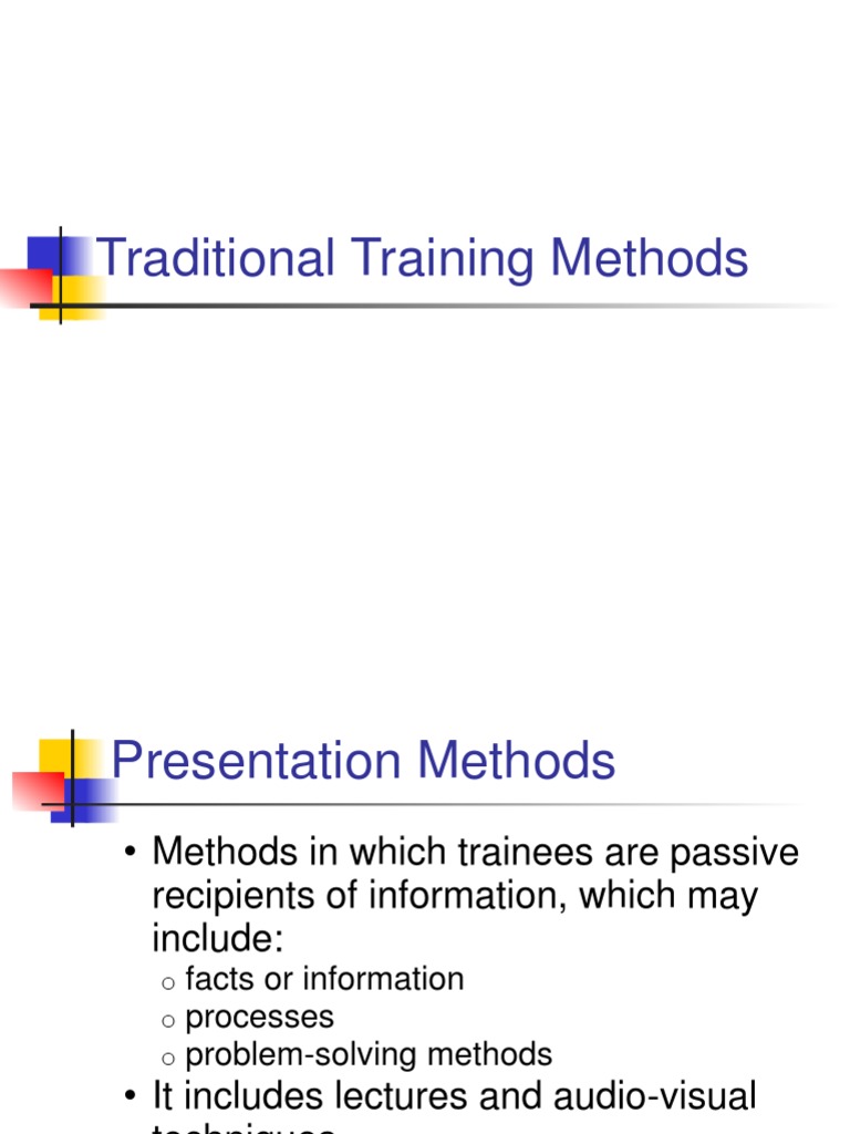 Traditional Training Methods Guide | PDF | Educational Technology | Lecture