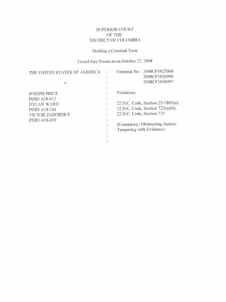 Superseding Affidavit Charging Joseph Price, Victor Zaborsky & Dylan