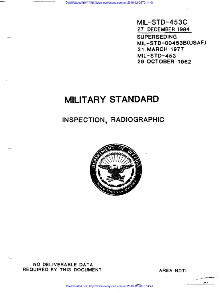 MIL-STD-453C Radiographic Inspection Standards | PDF | Ionizing ...