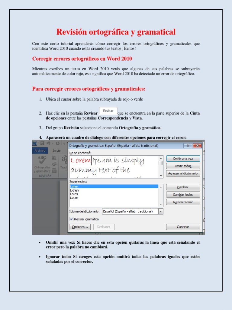 Revisión Ortografica y Gramatica PDF Point and Click Palabra