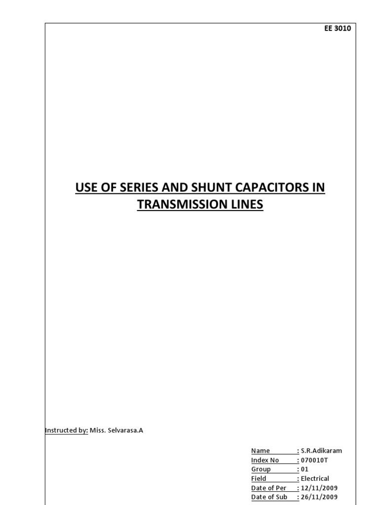 Use of Series and Shunt Capacitors in Transmission Lines PDF Ac