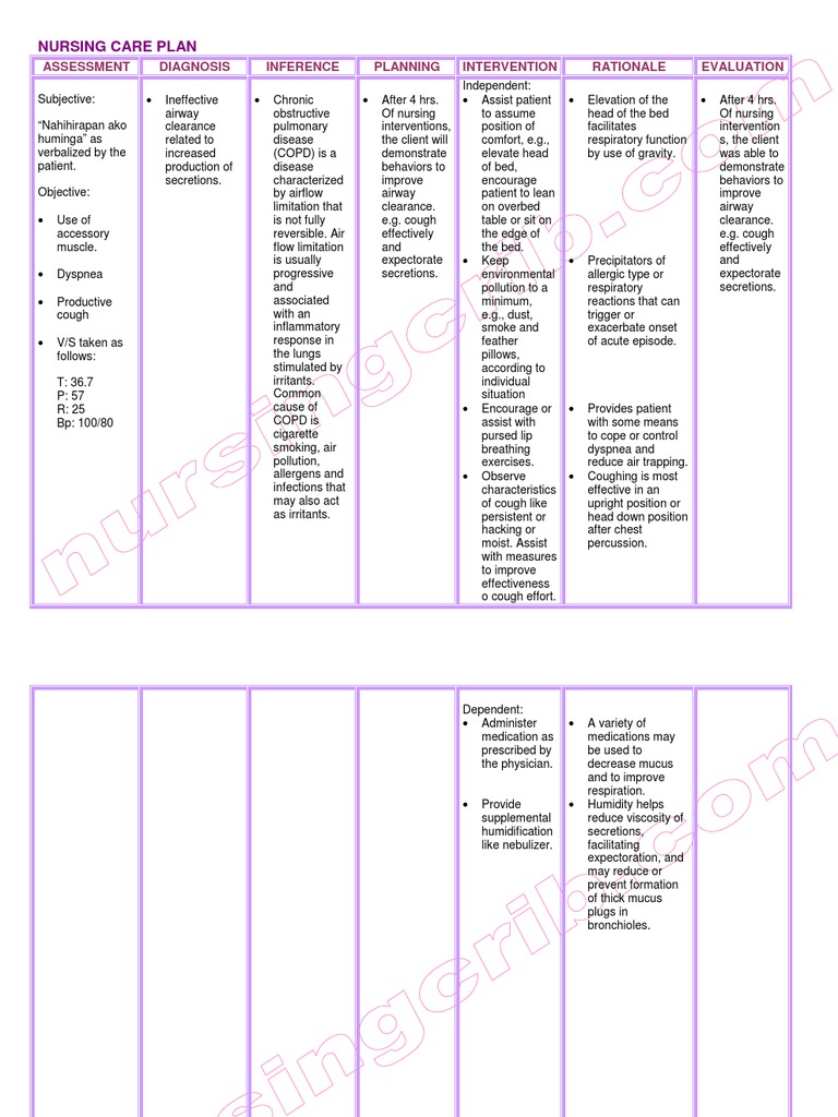Nursing Care Plan Chronic Obstructive Pulmonary Disease