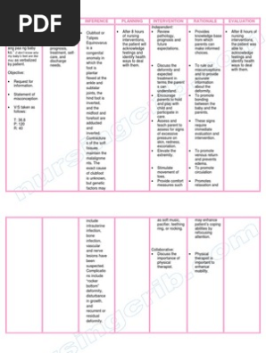 Nursing Care Plan Clubfoot Or Talipes Equinovarus Pdf Epidemiology Health Care
