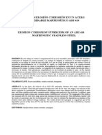 Sinergismo Erosión-Corrosión en Un Acero Inoxidable Martensítico Aisi 410