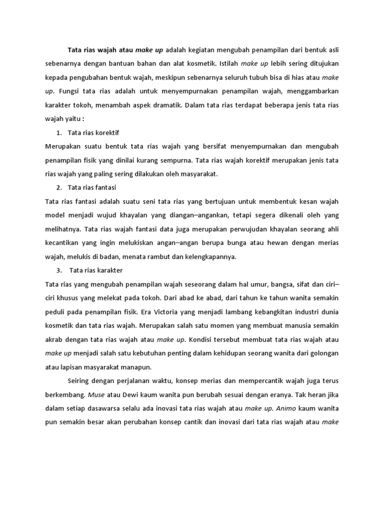 Jenis-Jenis Tata Rias Wajah | PDF | Gaya Hidup