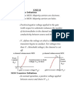 Unit Ii MOS Transistor Definitions: Defines The Voltage at Which A MOS (Threshold Voltage), The Channel Is Cut