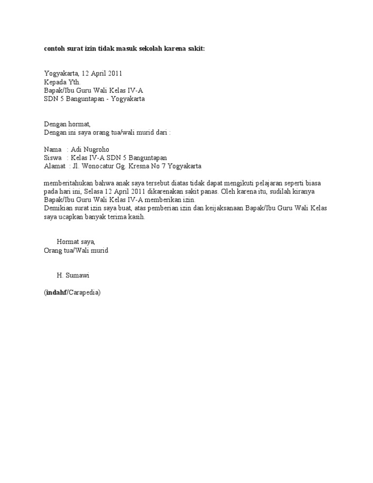 Download 82+ Contoh Surat Surat Izin Sekolah Dikarenakan Sakit Terbaik Dan Terbaru