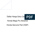 Harga Suku Cadang Honda Mega Pro Advance