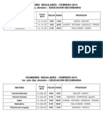 Materias Regulares Febrero 2013