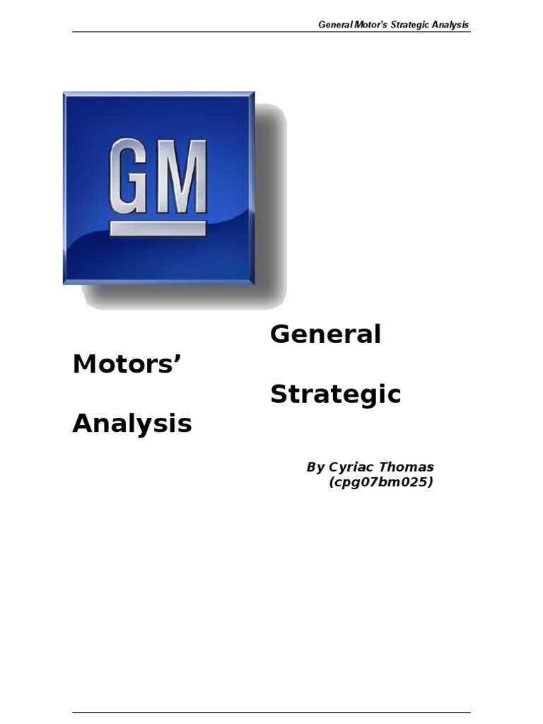 General Motors Strategic Analysis PDF General Motors Car
