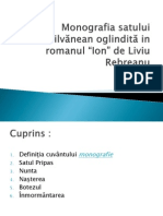 Monografia Satului Ardelean Oglindită În Romanul Ion de Liviu Rebreanu