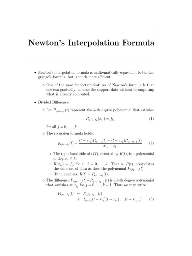 Newton's Interpolation Explained | PDF