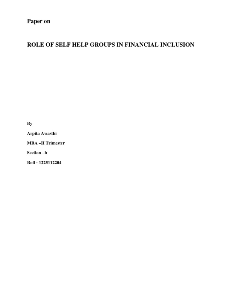 Role of Self Help Groups in Finance | PDF | Financial Inclusion ...