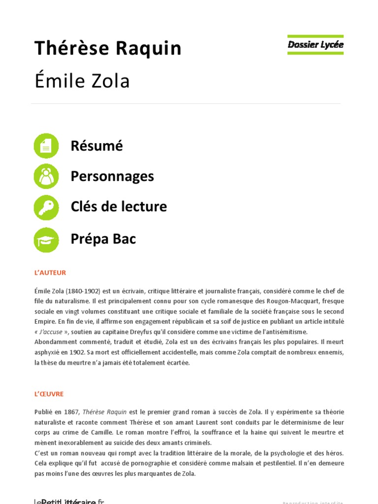 Résumé Chapitre Par Chapitre Thérèse Raquin Resumé Par Chapitre Thérese Raquin D'emile Zola | PDF | Émile Zola | Romans