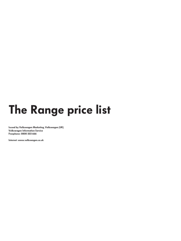 Range Pricelist | PDF | Fuel Economy In Automobiles | Fuel Efficiency