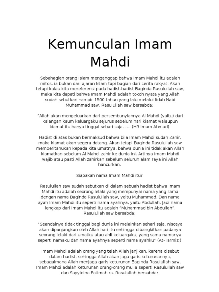 Kemunculan Imam Mahdi Pdf