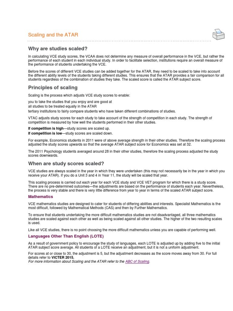 Scaling and The ATAR | PDF | Cognition