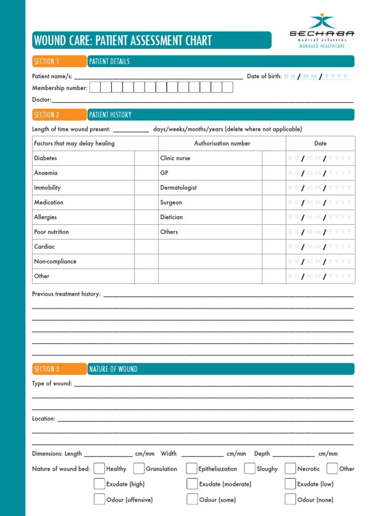 Wound Care Patient Assessment Chart | PDF