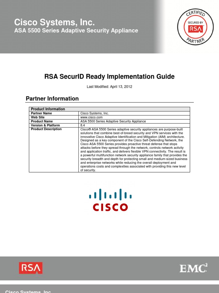 Cisco Systems, Inc.: Rsa Securid Ready Implementation Guide | PDF ...