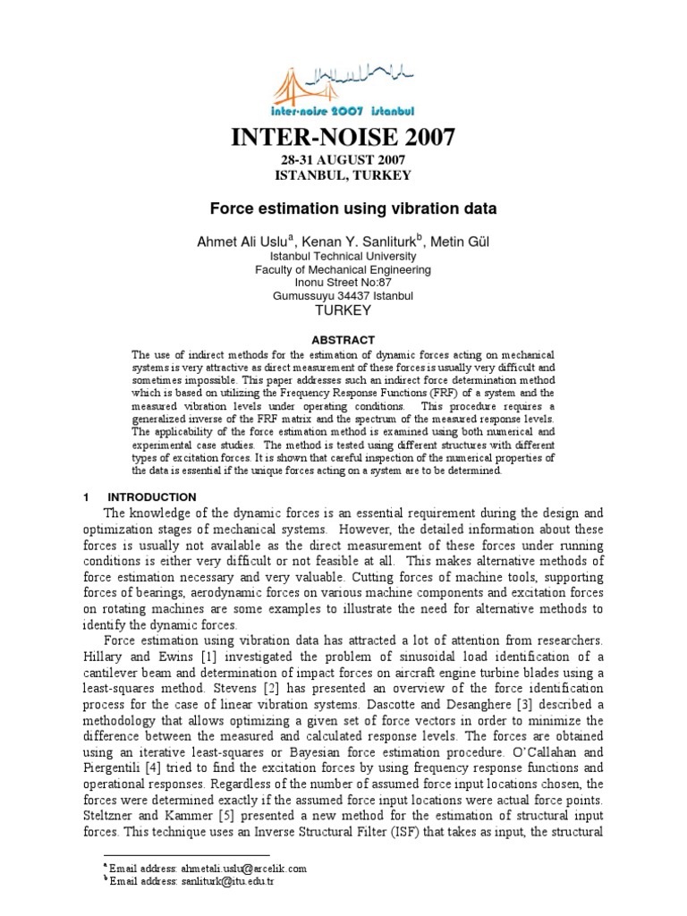 Vibration-Based Force Estimation Method | PDF | Matrix (Mathematics ...