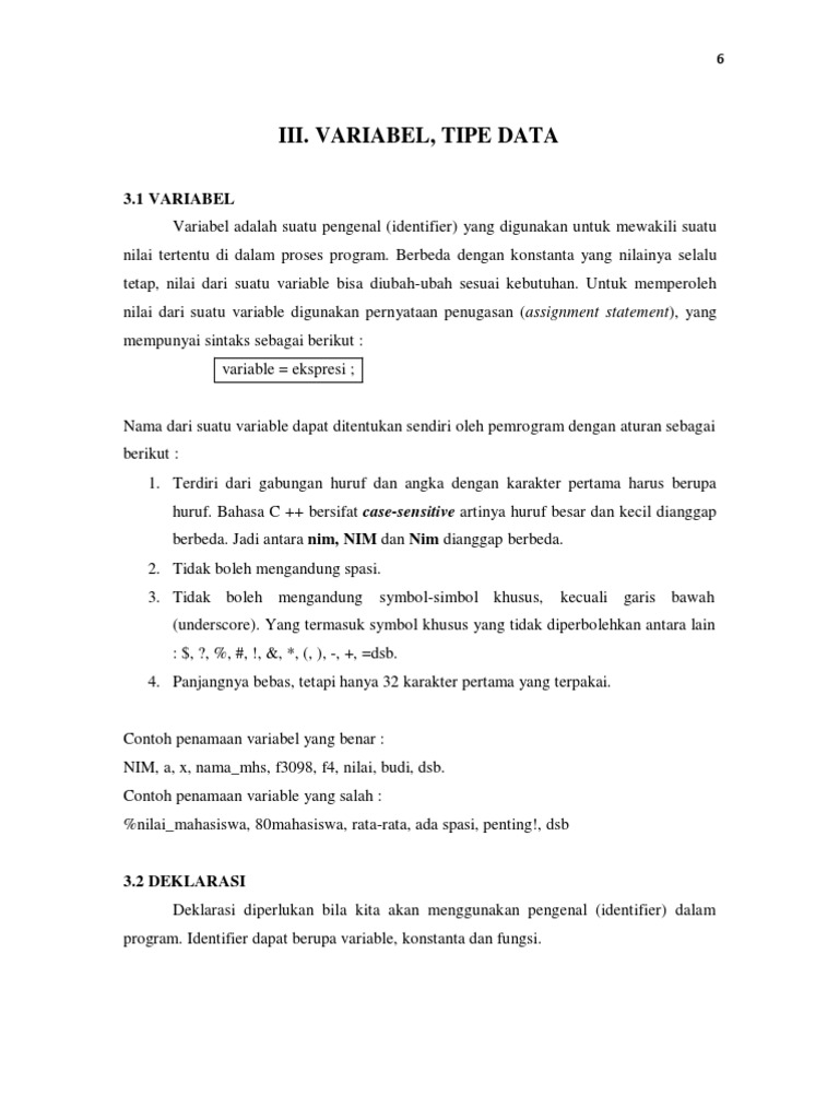 Praktikum C++: 2. Variable Dan Tipe Data | PDF