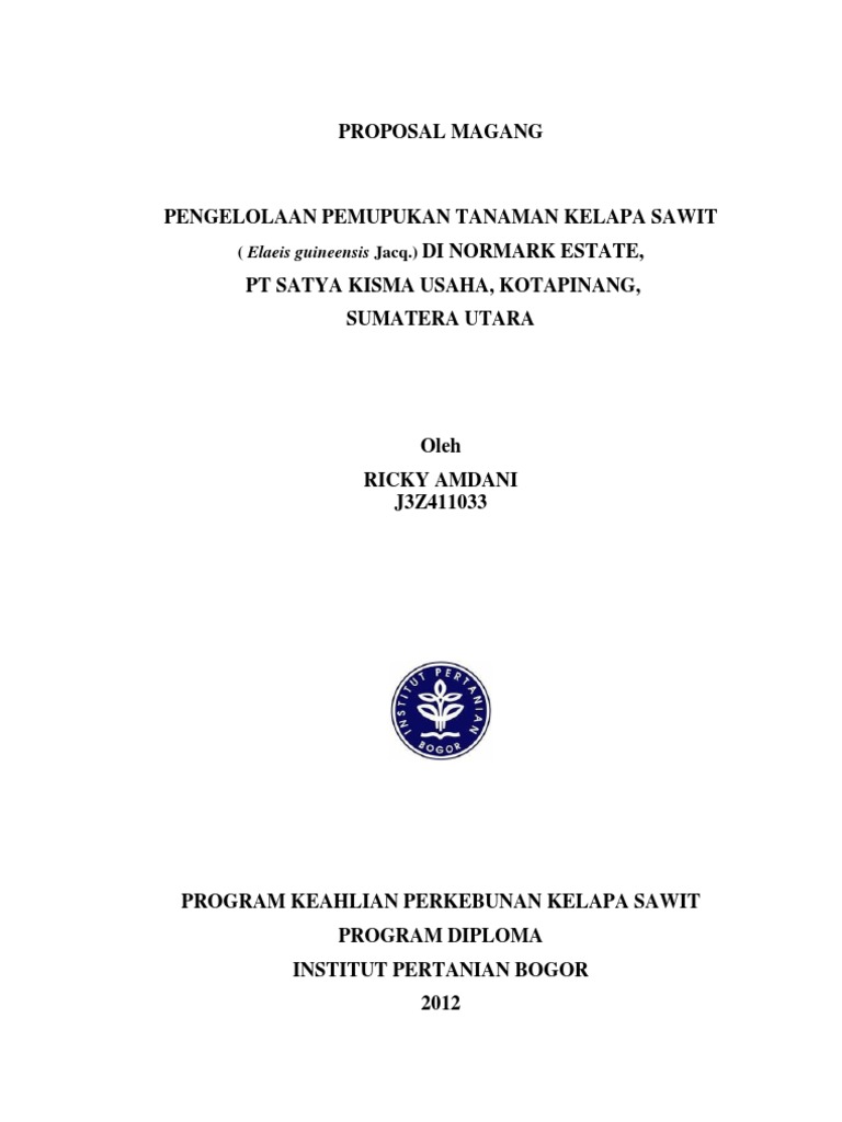 Proposal Magang Ricky Amdani J3z411033