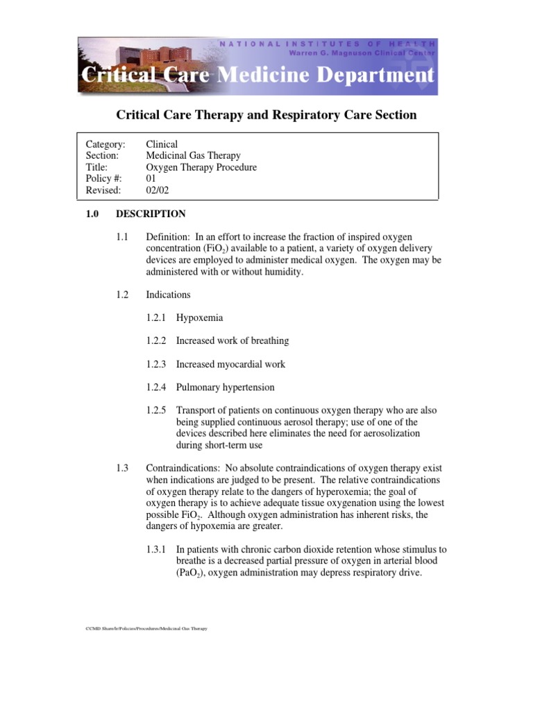 Administering Oxygen Therapy Guidelines for Selection of Delivery