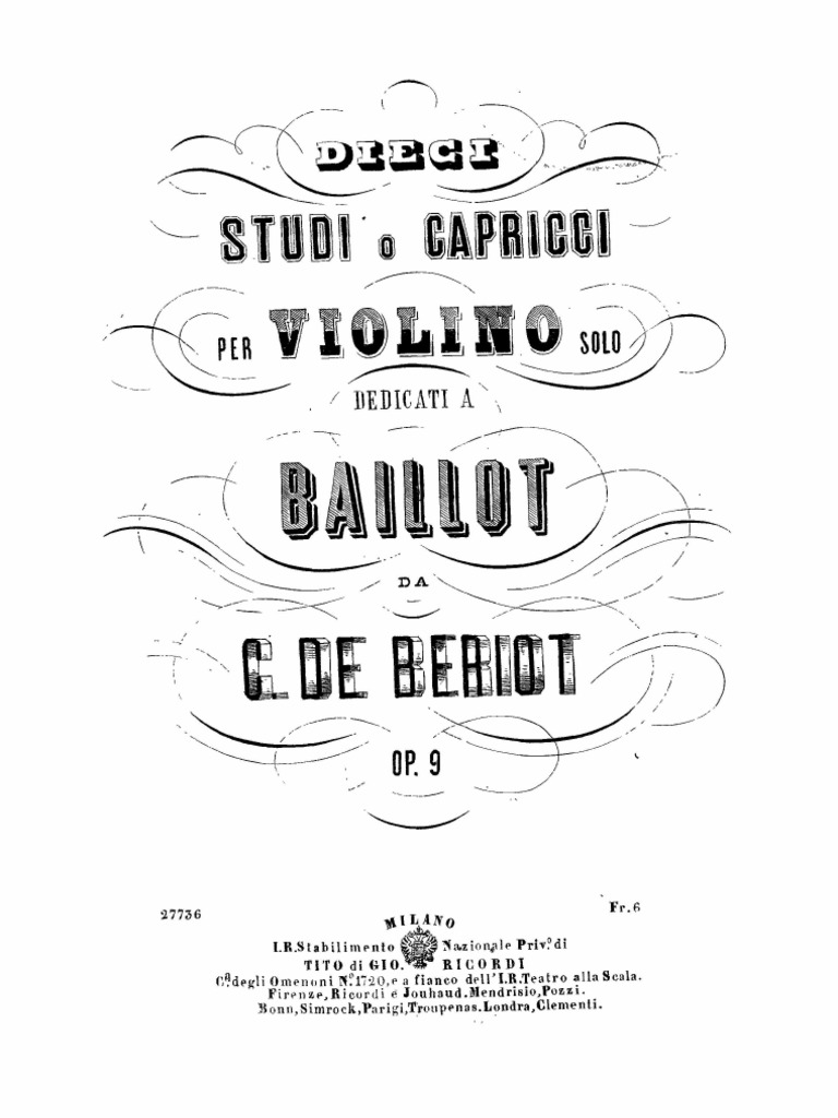 De Beriot Violin 10 Studies or Caprices Op.9 Violin PDF